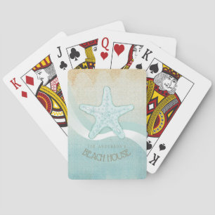 Beach House Nautical Starfish Aqua Blue ID623 Playing Cards