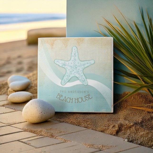 Beach House Nautical Starfish Aqua Blue ID623 Tile (Creator Uploaded)