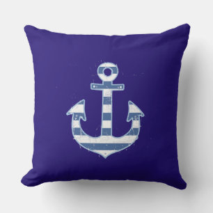 beach house nautical striped anchor cushion