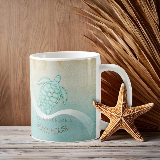 Beach House Nautical Turtle Aqua Blue ID623 Coffee Mug (Creator Uploaded)