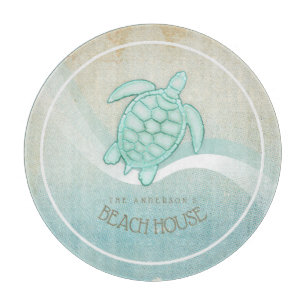 Beach House Nautical Turtle Aqua Blue ID623 Cutting Board