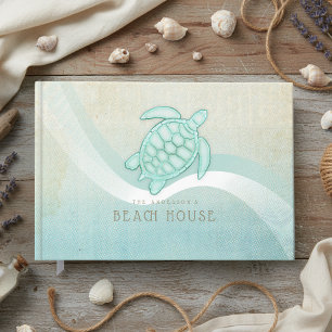 Beach House Nautical Turtle Aqua Blue ID623 Guest Book