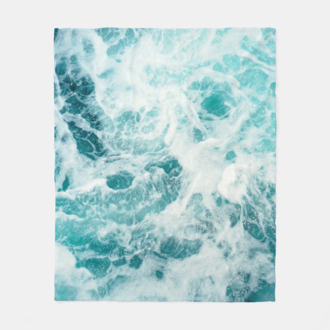 Beach House Ocean Sea Waves Fleece Blanket (Front)