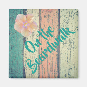Beach house painted wood oceanside striped magnet