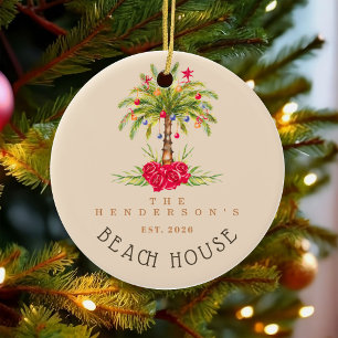 Beach House Palm tree Christmas decor Vacation Ceramic Tree Decoration