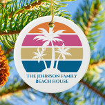 Beach House Palm Tree Cute Tropical Island Custom Ceramic Tree Decoration<br><div class="desc">This cute tropical palm tree sunset Christmas ornament is the perfect keepsake for a spring break trip with your college friends or a fun cruise ship getaway vacation with the family. Personalize a set of customized keychains for your group outing to the beach or an island family reunion.</div>