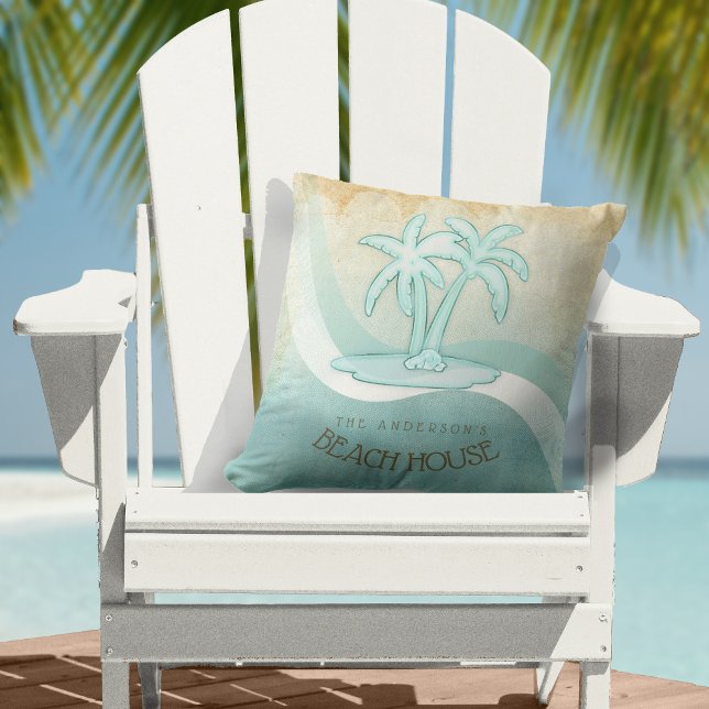 Beach House Palm Trees Aqua ID623 Cushion (Creator Uploaded)