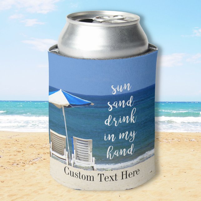 Beach House Party Sun Sand Drink In Hand Can Cooler (Creator Uploaded)