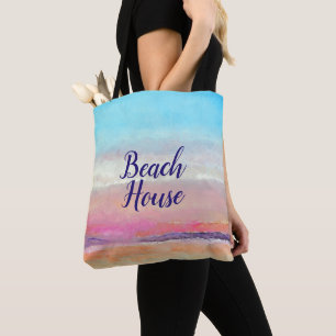 Beach House Pastel Sunset Tote Bag