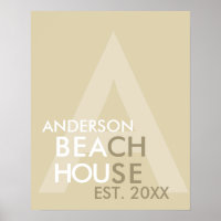 Beach House Retro Modern Minimalist Personalised