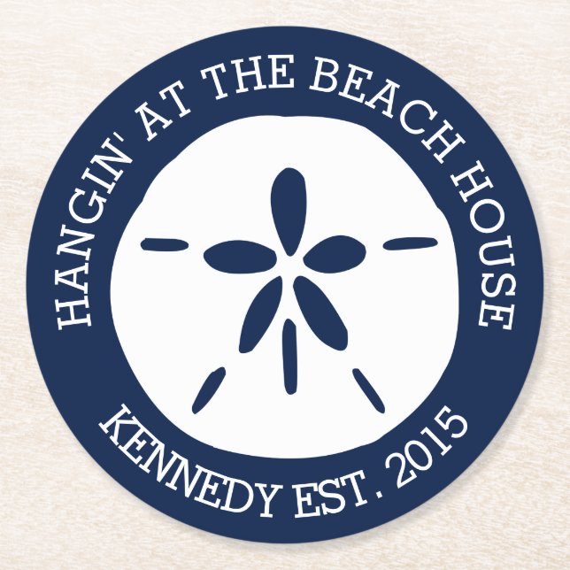 Beach House Round Paper Coaster (Front)