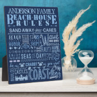 Beach House Rules Coastal Blue Custom Family Name