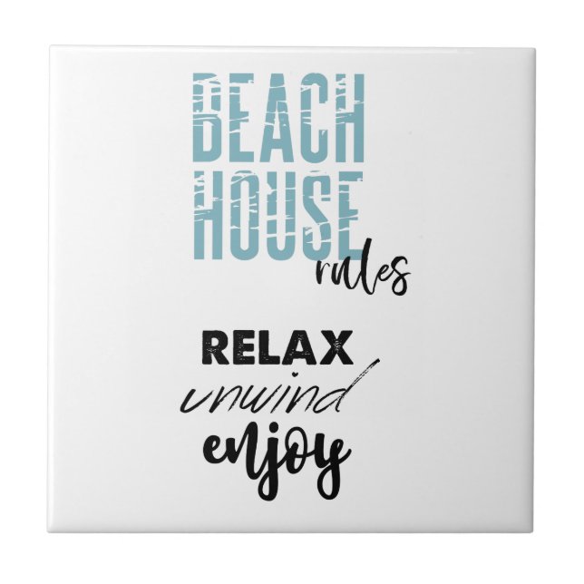 Beach House Rules Relax Decor Tile (Front)