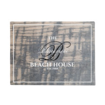 Beach House Rustic Wood Effect White Name Script