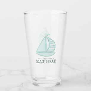 Beach House Sailboat Aqua Blue ID623 Glass