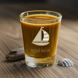 Beach House Sailboat Gold ID623 Shot Glass