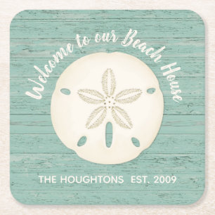 Beach House Sand Dollar Paper Coaster