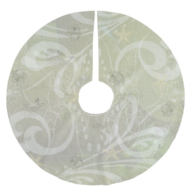 Beach House Sea Brushed Polyester Tree Skirt (Front)