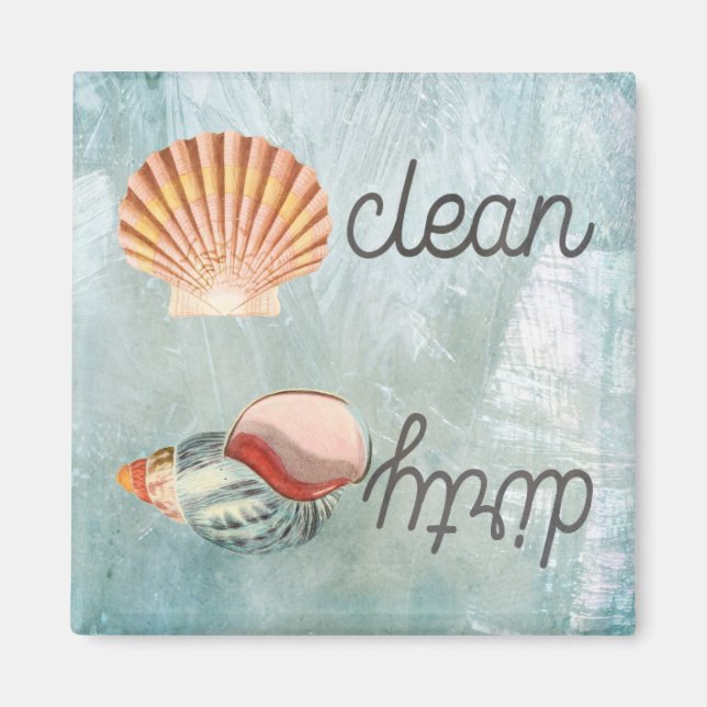 Beach House Sea Shells Dishwasher Clean Dirty Magnet (Front)