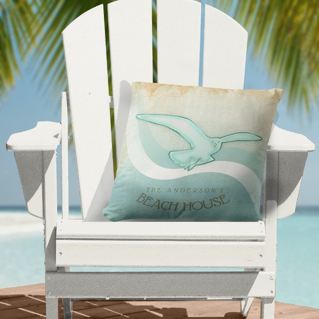 Beach House Seagull Aqua Blue ID623 Cushion (Creator Uploaded)