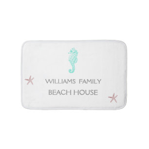 BEACH HOUSE SEAHORSE AND STARFISH / MONOGRAM BATH MAT