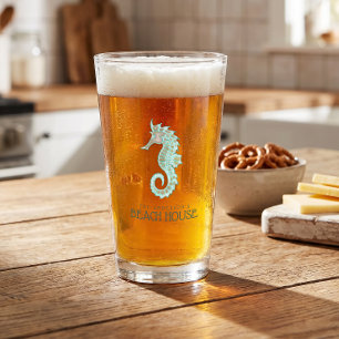 Beach House Seahorse Aqua Blue ID623 Glass