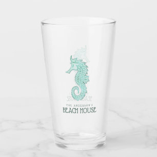 Beach House Seahorse Aqua Blue ID623 Glass