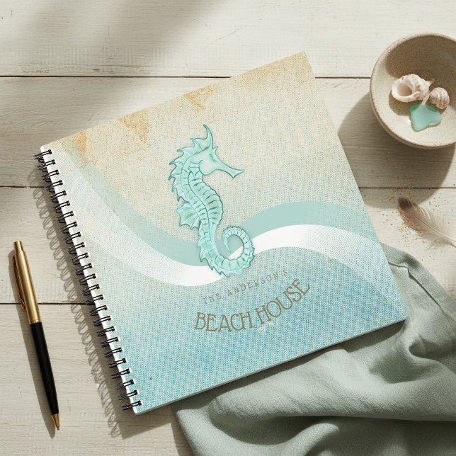 Beach House Seahorse Aqua Blue ID623 Notebook (Creator Uploaded)