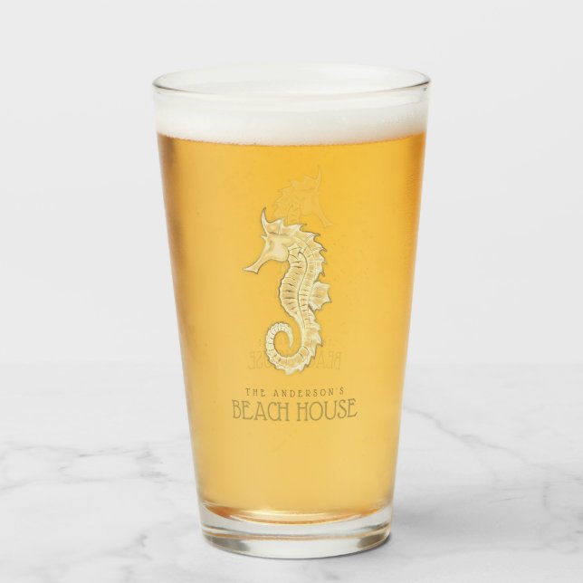 Beach House Seahorse Gold ID623 Glass (Front Filled)