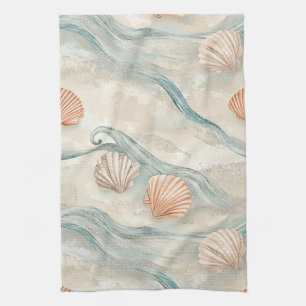 Beach House Seashell Pattern Tea Towel