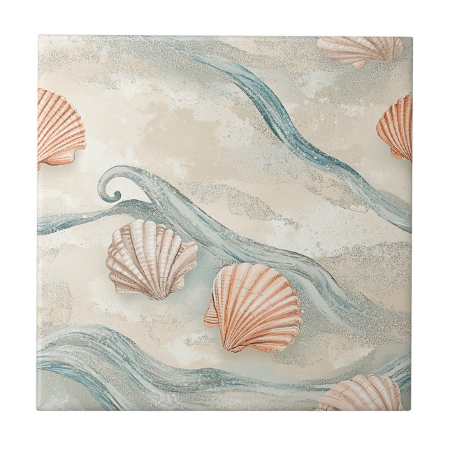 Beach House Seashell Pattern Tile (Front)