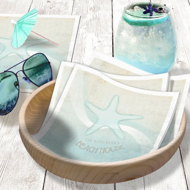 Beach House Starfish Aqua Blue ID623 Napkin (Creator Uploaded)