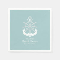 Beach House Teal Family Name Anchor
