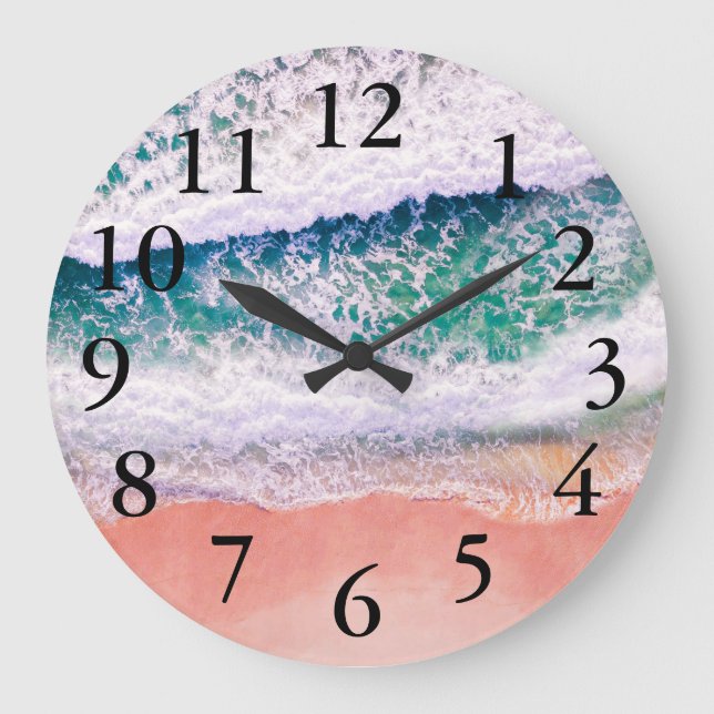 Beach House Tropical  Photo Personalised   Large Clock (Front)