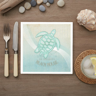 Beach House Turtle/Tortoise Aqua Blue ID623 Napkin