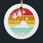 Beach House Vacation Family Christmas Reunion Ceramic Tree Decoration<br><div class="desc">Customise these camping retro designs for your beach or lake house by adding your family name or custom text, and year. I hope it’s not just about the cool design that caught your eye but the fact you’ll never find it in a department store rather makes this unique for you...</div>