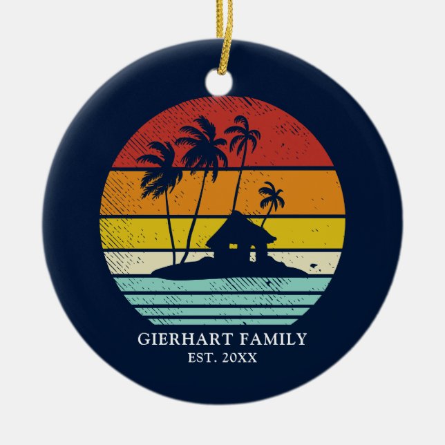 Beach House Vacation Family Reunion Nautical Ceramic Tree Decoration (Front)