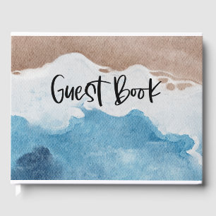 Beach House Vacation on ocean background Guest Book