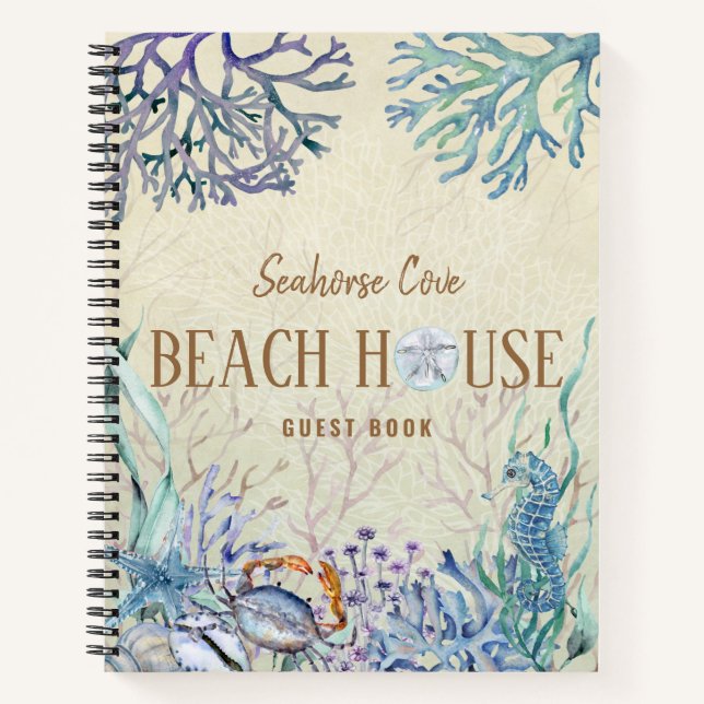 Beach House Vacation Rental Guest Book Notebook (Front)
