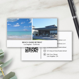 Beach House Vacation Rental QR Social Media Icons Business Card