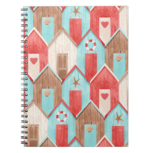 Beach house watercolor: retro pattern. notebook