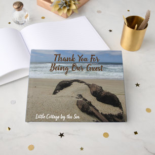 Beach House Welcome Driftwood Sand Coastal Guest Book