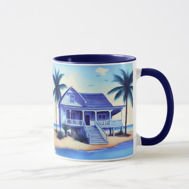Beach House with Palm Trees Mug (Right)