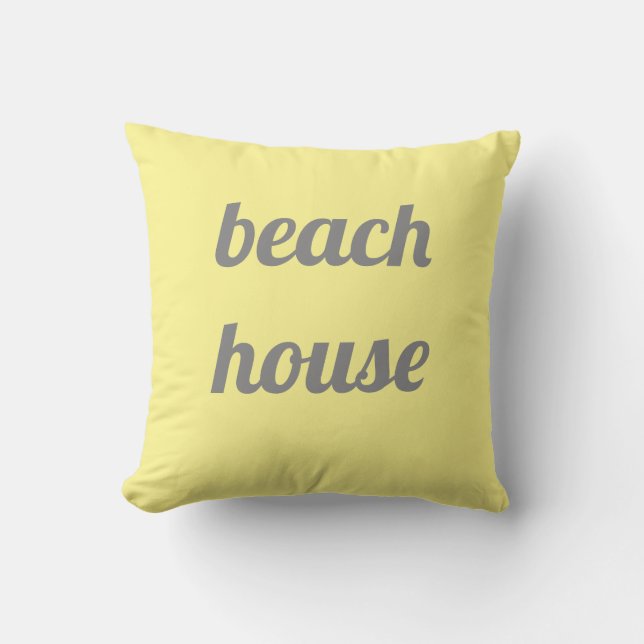 Beach House Yellow Grey Grey Stylish Classy Cute Cushion (Front)