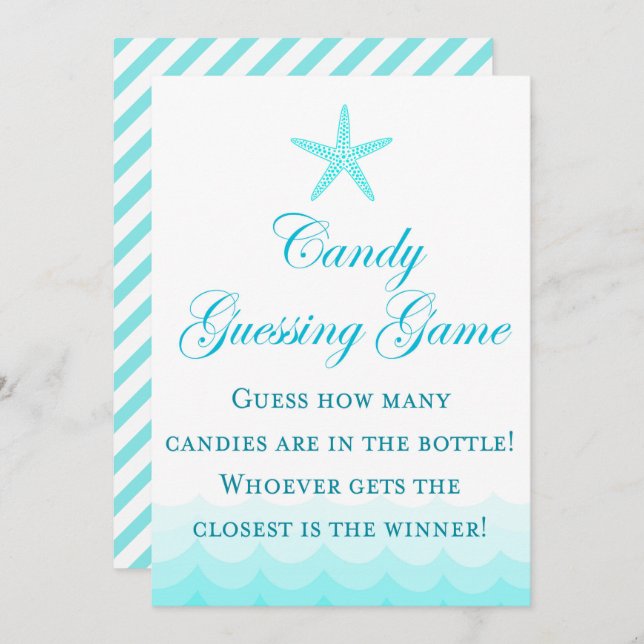 Beach How Many Candies 5x7" Sign Invitation (Front/Back)