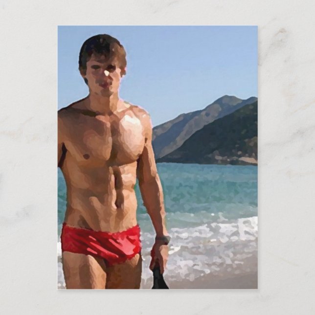 Beach Hunk Postcard (Front)