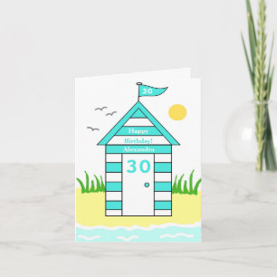 Beach Hut 30th Card