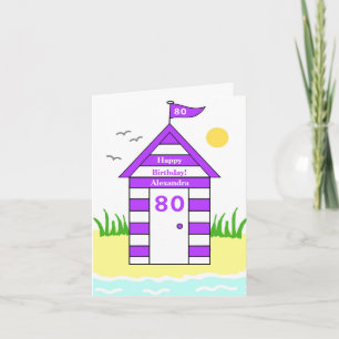 Beach Hut 80th Card