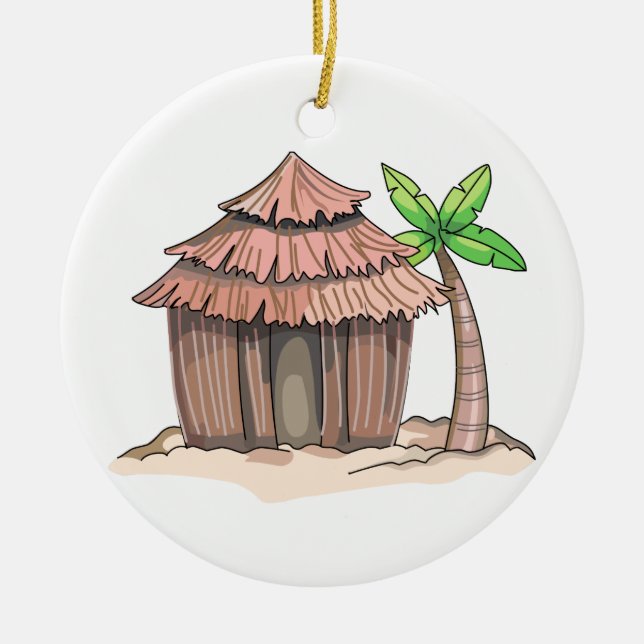 Beach Hut Ceramic Tree Decoration (Front)