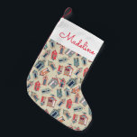 Beach Hut Pattern | Add Your Name Small Christmas Stocking<br><div class="desc">Various multi-coloured Beach Huts pattern | © and ® Bigstock® - All Rights Reserved.</div>